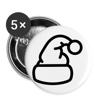bonnet de noel - Lot de 5 grands badges (56 mm) - blanc - Devant