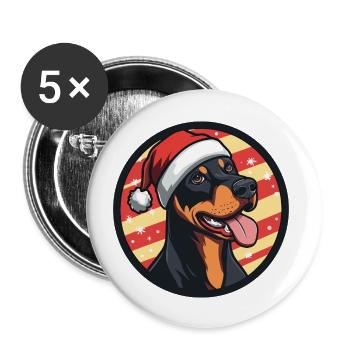 Dobermann Hund Weihnachten Christmas - Buttons groß 56 mm (5er Pack) - Weiß - Vorne