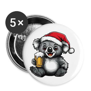 Koala Bière Noël Noël - Lot de 5 grands badges (56 mm) - blanc - Devant