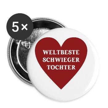 Schwiegertochter Beste Tochter Best Daughter - Buttons groß 56 mm (5er Pack) - Weiß - Vorne