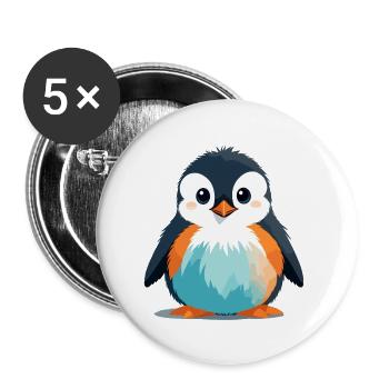 Pinguin Vektor Kunst Lebendige Farben Illustration - Buttons groß 56 mm (5er Pack) - Weiß - Vorne