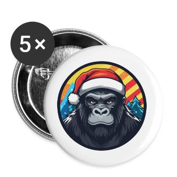 Gorilla Christmas Animal - Buttons large 2.2''/56 mm (5-pack) - white - Front