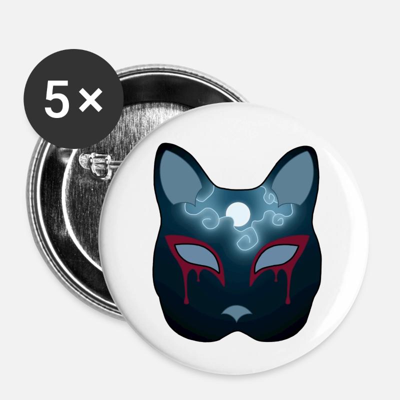 Nightless City Neko Mask - Buttons large 2.2''/56 mm (5-pack) - white