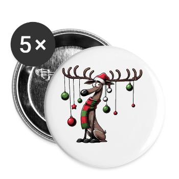 Orignal Noël Arbre de Noël Cadeau de Noël - Lot de 5 grands badges (56 mm) - blanc - Devant