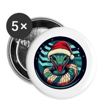 Serpent Cobra Noël Noël - Lot de 5 grands badges (56 mm) - blanc - Devant