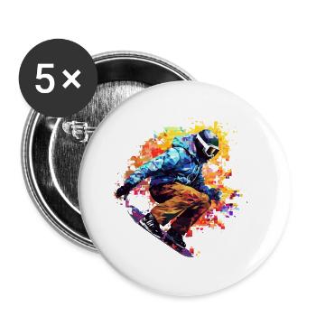 Snowboard Sport Game Champion Competition Abstract - Buttons large 2.2''/56 mm (5-pack) - white - Front