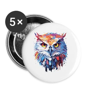 hibou oiseau animal nature liberté faune abstrait - Lot de 5 grands badges (56 mm) - blanc - Devant