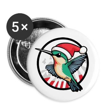 Colibri Oiseau Noël Noël - Lot de 5 grands badges (56 mm) - blanc - Devant
