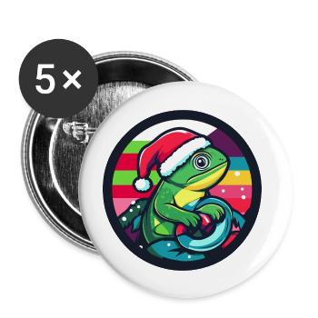 Caméléon Noël Noël - Lot de 5 grands badges (56 mm) - blanc - Devant