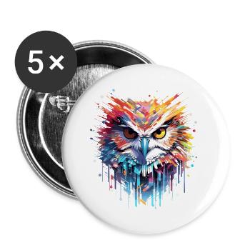 hibou oiseau animal nature liberté faune abstrait - Lot de 5 grands badges (56 mm) - blanc - Devant