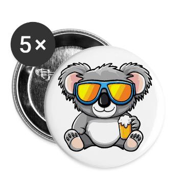 Koala après-ski beer - Buttons large 2.2''/56 mm (5-pack) - white - Front