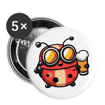 Bière d’après-ski Ladybug - Lot de 5 grands badges (56 mm) - blanc - Devant