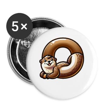 Cute otter design with the number "O" - Buttons large 2.2''/56 mm (5-pack) - white - Front