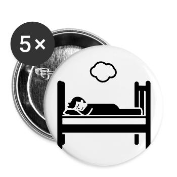Lit de couchage - Lot de 5 grands badges (56 mm) - blanc - Devant
