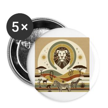 Geometric safari landscape with lions - Buttons large 2.2''/56 mm (5-pack) - white - Front