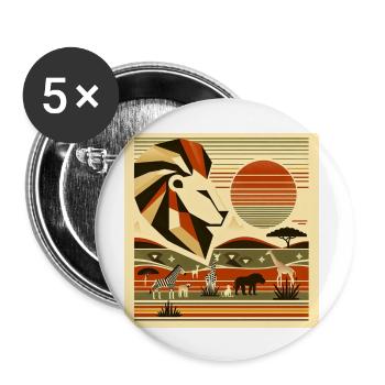 Geometric safari with majestic lion - Buttons large 2.2''/56 mm (5-pack) - white - Front