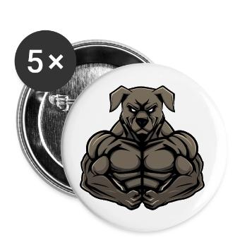 Kangal Dog Muscles Bodybuilding - Buttons large 2.2''/56 mm (5-pack) - white - Front