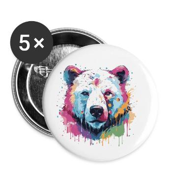 Polar Bear Animal Pop Art Head Polar Bear - Buttons large 2.2''/56 mm (5-pack) - white - Front