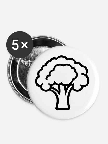 Brokkoli - Buttons groß 56 mm (5er Pack) - Weiß