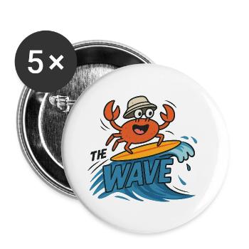 crabe surfeur - Lot de 5 grands badges (56 mm) - blanc - Devant