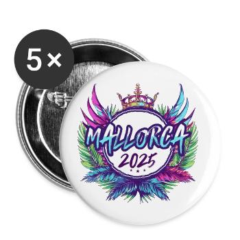 Mallorca 2025 Bunt - Buttons groß 56 mm (5er Pack) - Weiß - Vorne