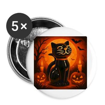 Grusel Katze Halloween Geschenk - Buttons groß 56 mm (5er Pack) - Weiß - Vorne