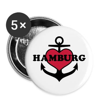 Anchor heart motif Hamburg Maritimes - Buttons large 2.2''/56 mm (5-pack) - white - Front