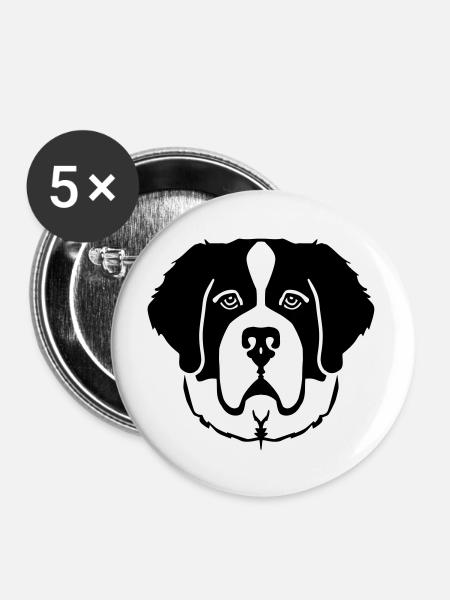 Bernhardiner - Buttons groß 56 mm (5er Pack) - Weiß