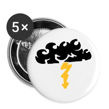Lightning from a cloud / thunderstorm & lightning - Buttons large 2.2''/56 mm (5-pack) - white - Front