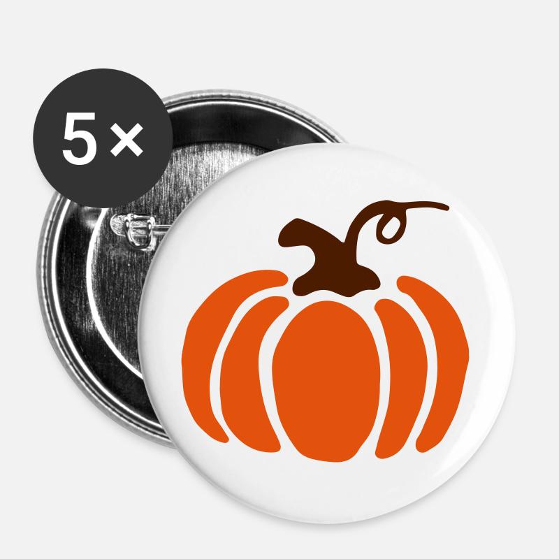 Pumpkin & Kürbis / squash - Halloween - Geschenk - Buttons groß 56 mm (5er Pack) - Weiß