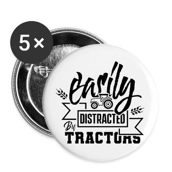 Facilement distrait Par Tracteur Tracteur Tracteur - Lot de 5 grands badges (56 mm) - blanc - Devant