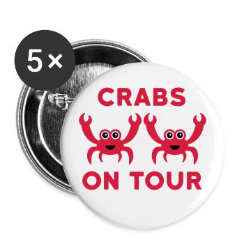 Crabs on tour (two crabs) - Buttons large 2.2''/56 mm (5-pack) - white - Front