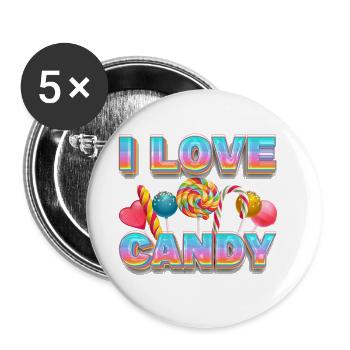 J’aime Candy Sweets Candy Lollipop - Lot de 5 grands badges (56 mm) - blanc - Devant