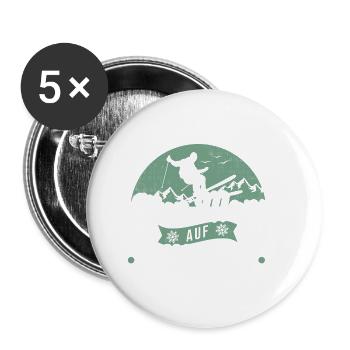 Alter Mann Ski Skifahren Schnee Berge Skifahrer - Buttons groß 56 mm (5er Pack) - Weiß - Vorne