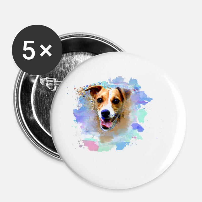 Jack Russell ,terrier graffiti,dog,watercolor,colorful - Buttons large 2.2''/56 mm (5-pack) - white