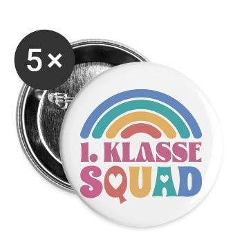Einschulung Tschüss Kindergarten - Buttons groß 56 mm (5er Pack) - Weiß - Vorne