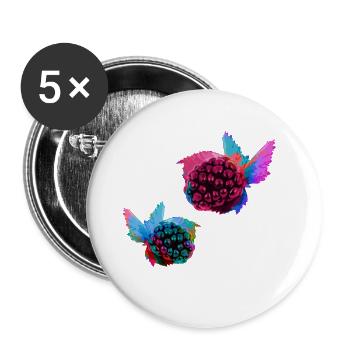 2 blackberries,blackberry,blue,pop-art,blue,painting, - Buttons large 2.2''/56 mm (5-pack) - white - Front