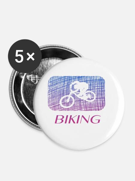 biking biken - Buttons groß 56 mm (5er Pack) - Weiß
