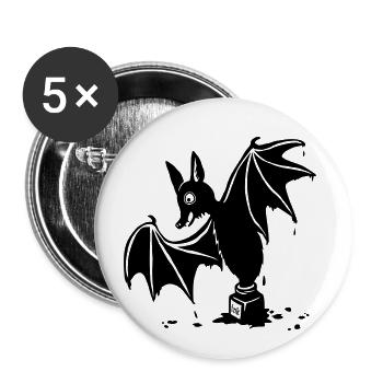 Fledermaus im Tuschenapf - Buttons groß 56 mm (5er Pack) - Weiß - Vorne