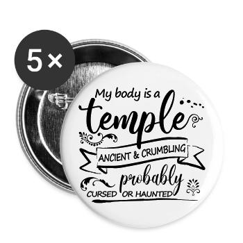 my body is a temple - Buttons groß 56 mm (5er Pack) - Weiß - Vorne