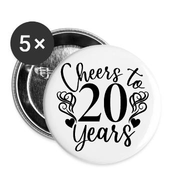 Vive le 20e anniversaire de ses 20 ans - Lot de 5 grands badges (56 mm) - blanc - Devant