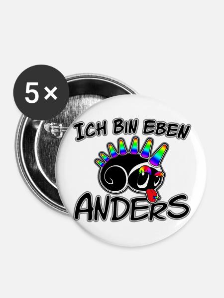 Ich bin eben anders - Buttons groß 56 mm (5er Pack) - Weiß