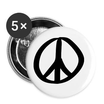 Peace Zeichen Zeichnung Frieden Skizze schwarz - Buttons groß 56 mm (5er Pack) - Weiß - Vorne