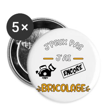 J’peux pas j’ai encore bricolage - Lot de 5 grands badges (56 mm) - blanc - Devant