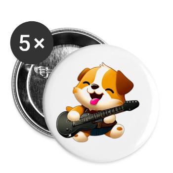 Guitariste de chien - Lot de 5 grands badges (56 mm) - blanc - Devant