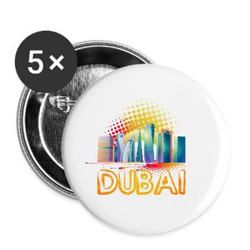 Dubai Skyline Sommer Sonne Palmen Strand Meer - Buttons groß 56 mm (5er Pack) - Weiß - Vorne