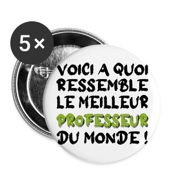 voici à quoi ressemble Le meilleur professeur - Lot de 5 grands badges (56 mm) - blanc - Devant