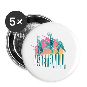 Basketball Basketballspieler Spieler Vintage Bunt - Buttons groß 56 mm (5er Pack) - Weiß - Vorne