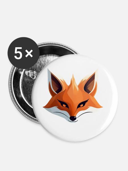 Fuchskopf - Buttons groß 56 mm (5er Pack) - Weiß