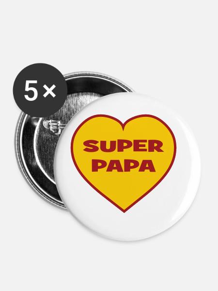 SUPER-VATER - Buttons groß 56 mm (5er Pack) - Weiß